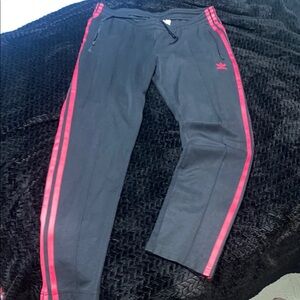 Adidas Black and Red Sweatpants with Athletic Design